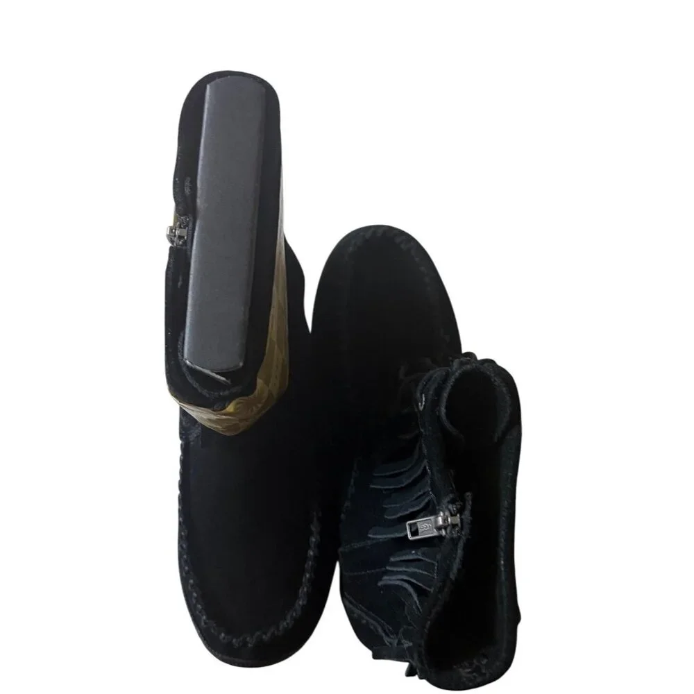 UGG Kyleigh Fringe Suede Boots Black New In Box Kids Size 4 Fits Womens 6